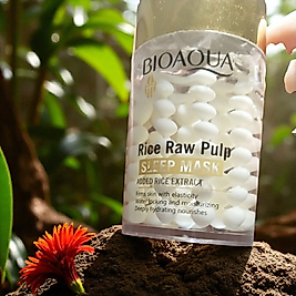 BIOAQUA RİCE RAW PULP SLEEP MASK 120g(Uyku maskesi cildi elastikiyetle sıkılaştırır derinlemesine nemlendirir ve besler)