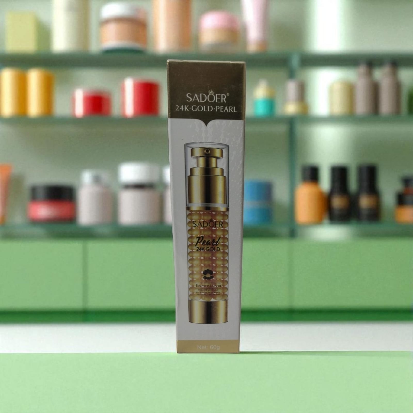 SADOER 24K-GOLD-PEARL Makyaj Bazı 60g(24 Ayar Altın özlü İnci Kolojen Sıkılaştırıcı Beyazlatıcı Nemlendirici Esans Losyonu)