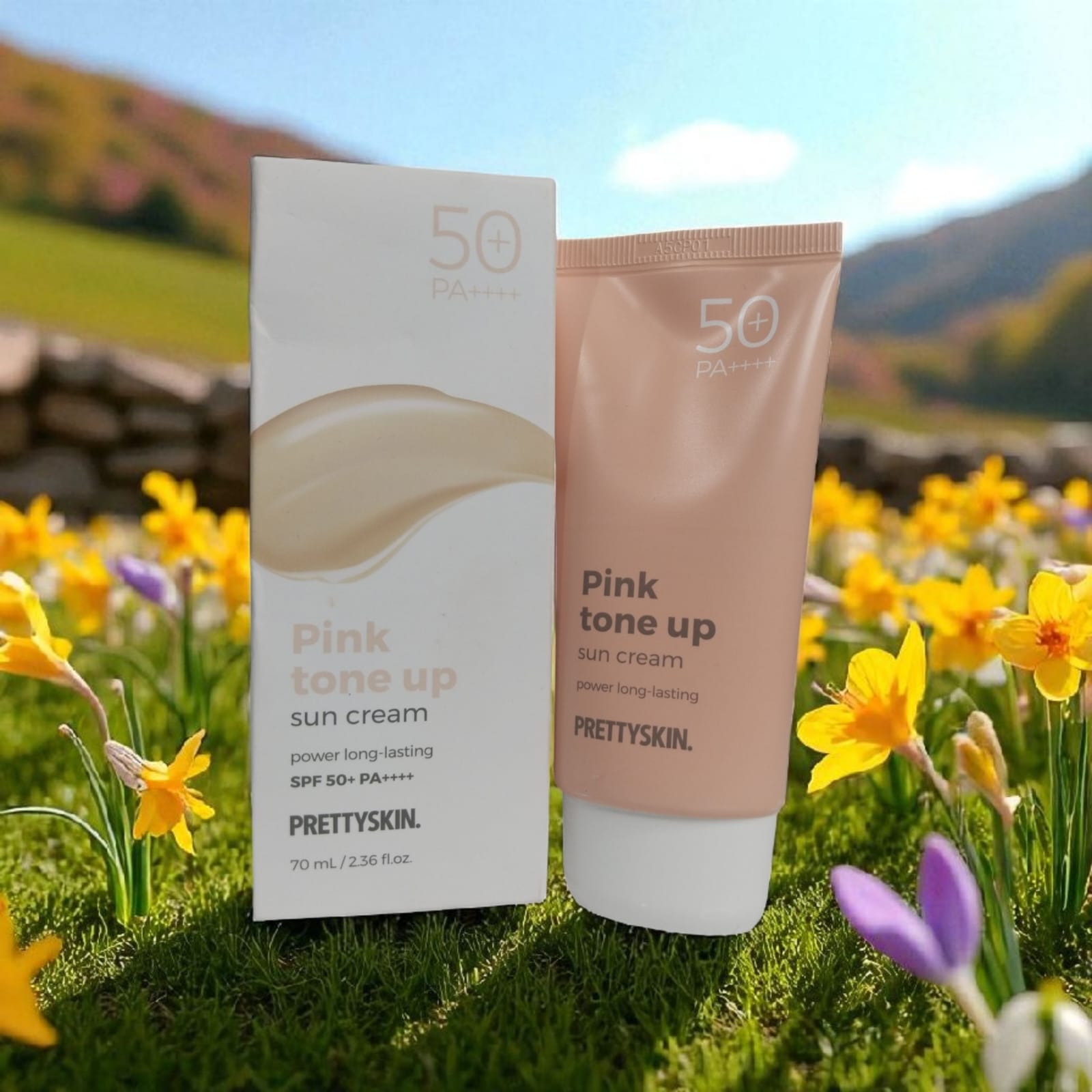 PRETTYSKIN PİNK TONE UP SUN CREAM SPF+ 50+ PA+++ 70ml/2,36 fl.oz.(Pembe Tonu Artır Güneş Kremi)